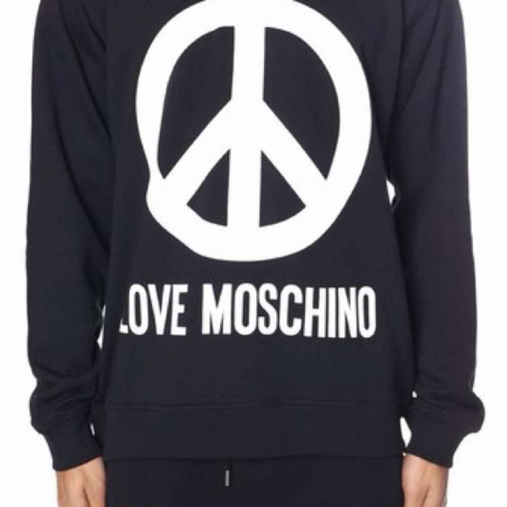 Love Moschino Black Crewneck Sweatshirt with White Logo